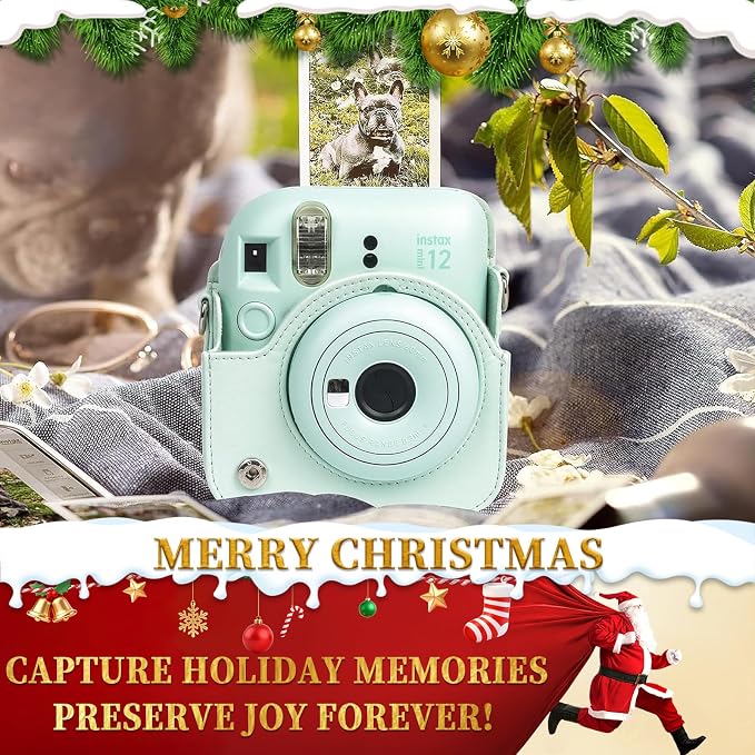 CAIYOULE Camera Case for Fujifilm Instax Mini 12 Instant Film Camera | Protective Camera Case, Camera Crossbody Bag for Fuji Mini 12 with Photo Album, Adjustable Shoulder Strap, Mint Green - Image 2