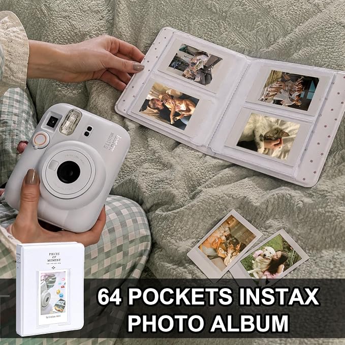CAIYOULE Camera Case for Fujifilm Instax Mini 13 Instant Camera, White | Mini 13 Protective Camera Case, PU Leather Camera Bag for Fuji Instax Mini 13, with Photo Album, Adjustable Shoulder Strap - Image 5