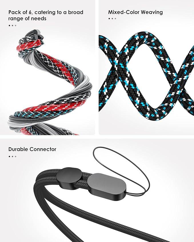 Avorast 6 Pack Cell Phone Camera Wrist Straps, Wrist Lanyards | Adjustable Nylon Hand Wrist Strap Lanyards for Flashlights, USB Drives, GoPro and Keys, Mixed Vibrant - Image 4