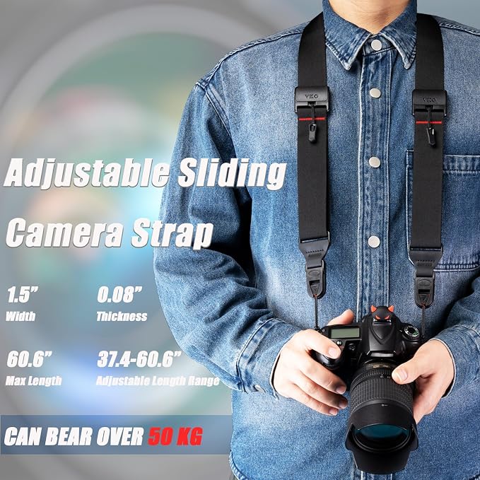 VKO Camera Strap,Quick Release Crossbody Adjust Neck Shoulder Strap | for Photographers Full-frame DSLR SLR Cameras 38mm - Image 2