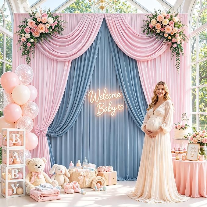 50x12 ft Light Pink Backdrop Curtains for Weddings, Birthdays and Photos | 10 Panels 5x12 ft, Wrinkle-Free Polyester Drapes, Washable, Ironable, 4 in Rod Pocket for Baby Showers Photography Background - Image 7