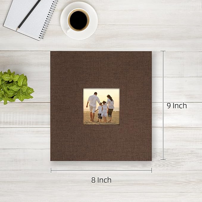 potricher Photo Album 4x6 Pictures, 200 Pockets, Linen Cover, Brown | Linen Cover, Front Window, Large Capacity 4x6 Picture Albums, Photo Book for Family, Wedding, Anniversary, Baby, Keepsake - Image 2
