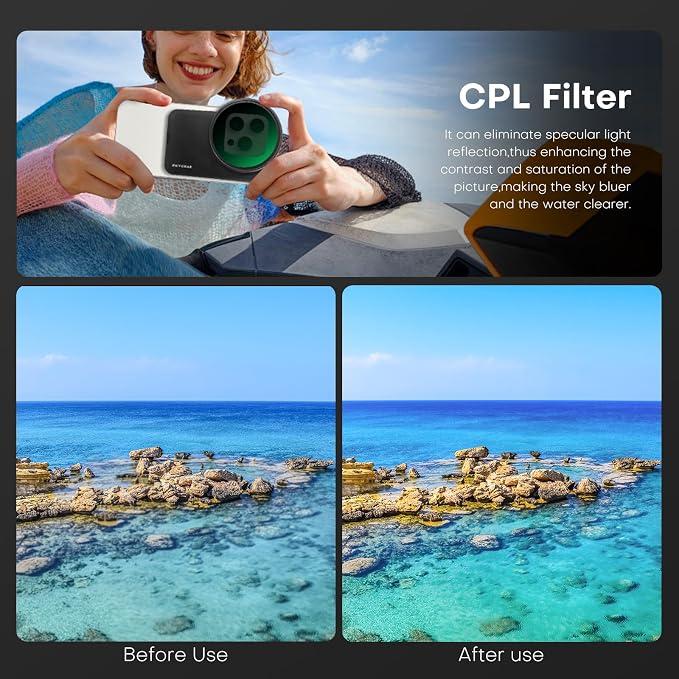 REYGEAK CPL Filter for Magsafe iPhone 16/15/14/13/12,67mm Ultra-Slim Camera Lens Filter,Magnetic Filter Frame with 6.1inch for iPhone 15/14/13/12 Pro - Image 4