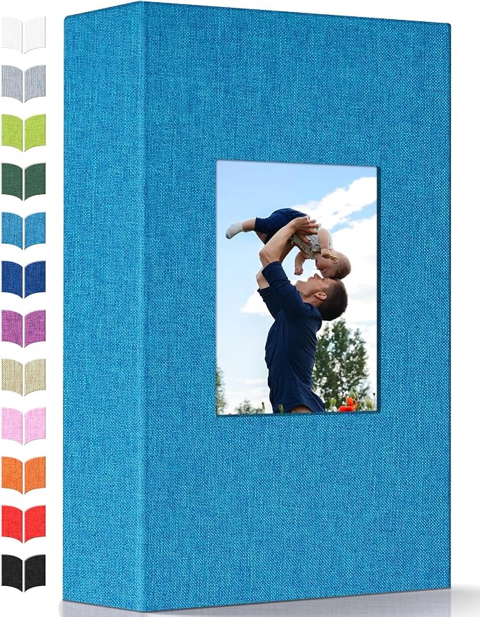 Artfeel Photo Album 4x6 with 300 Pockets,Slip-in Picture Albums,Linen Cover Memory Book with Front Window,White Page Vertical Photo Book for Wedding,Family,Anniversare,Baby,Vacation by Artfeel