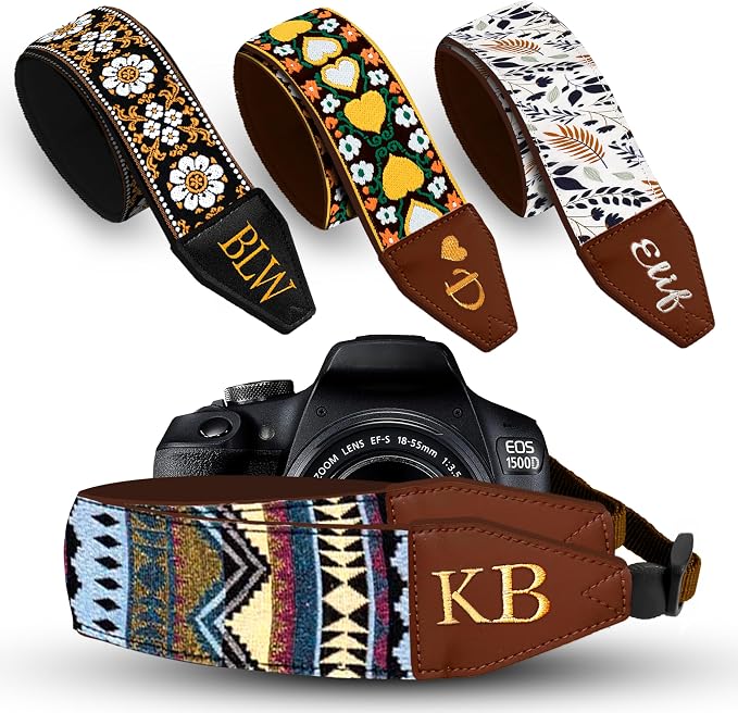 Art Tribute Camera Strap Personalized With Name - Shoulder, Crossbody & Neck Camera Strap for Photographers, Fits All Cameras, Canon Nikon Sony Fujifilm, Padded Strap W/Quick Release & Leather Ends by ArtTribute