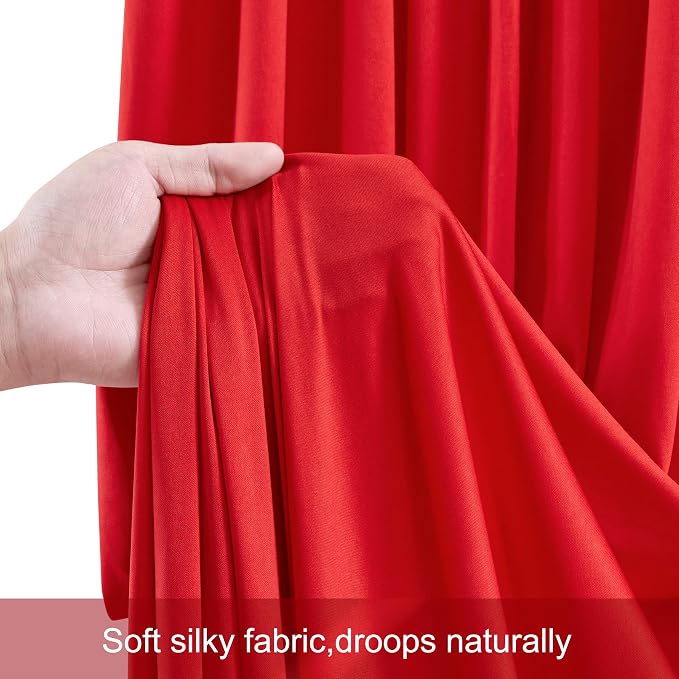 10 Panels Red Backdrop Curtains for Wedding Party Wrinkle Free Backdrops Curtain Drapes Fabric Decorations Photo Back Drop Cloth for Baby Shower Photography Stage Reception 50ft(W) x 12ft(H) - Image 6