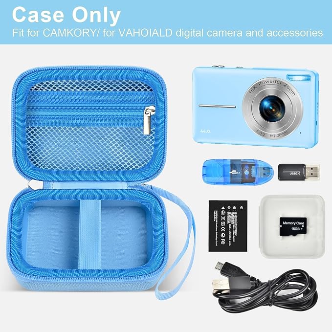 ALKOO Digital Camera Case for CAMKORY, Camera Pouch for KODAK Pixpro -Blue | for Lecran/for VAHOIALD Point and Shoot Camera, Hard Carrying Case with Mesh Pocket, Compact for Vlogging, Travel and Storage - Image 2