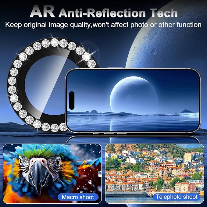 Meshine for iPhone 17 Pro/17 Pro Max Camera Lens Protector,Scratch Proof,Strong Adsorption,9H Hardness with Metal Ring Camera Cover,Ultra Thin Case Friendly, Accessories Lens Protector,Shiny Black - Image 4