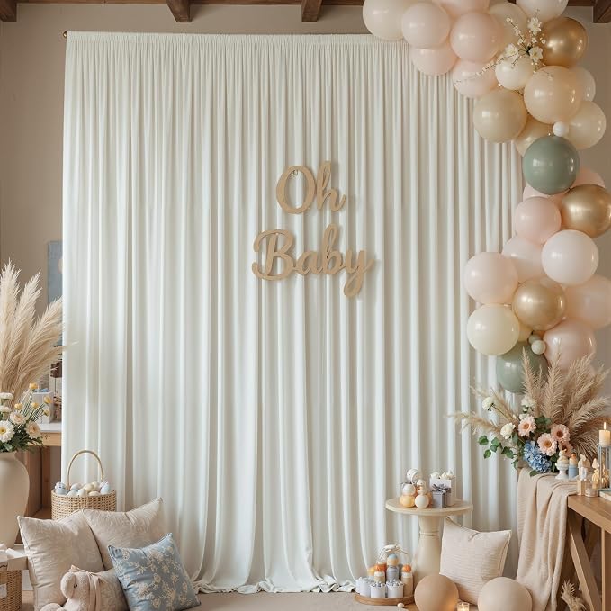 40ftx10ft Wrinkle Free Ivory Backdrop Curtains for Parties, 8 Panels 5x10ft Silky Polyester Photo Backdrop Drapes Back Drop Cloth Drapery for Wedding Birthday Photography Background - Image 8