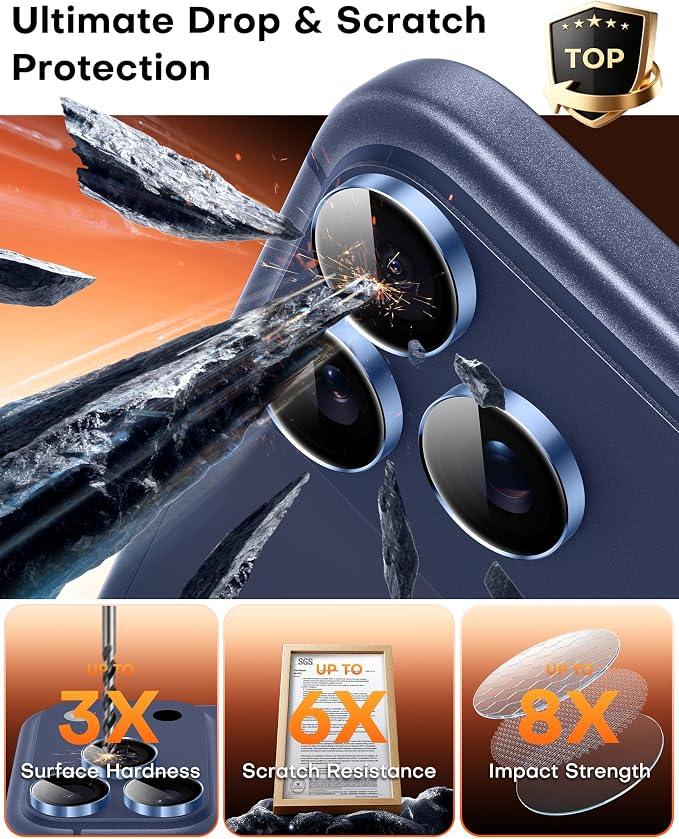 TOCOL Camera Lens Protector for iPhone 17 Pro Max/iPhone 17 Pro Tempered Glass HD Individual Scratch Resistant Camera Cover Accessories Case Friendly 2 Pack（Light Blue） - Image 4