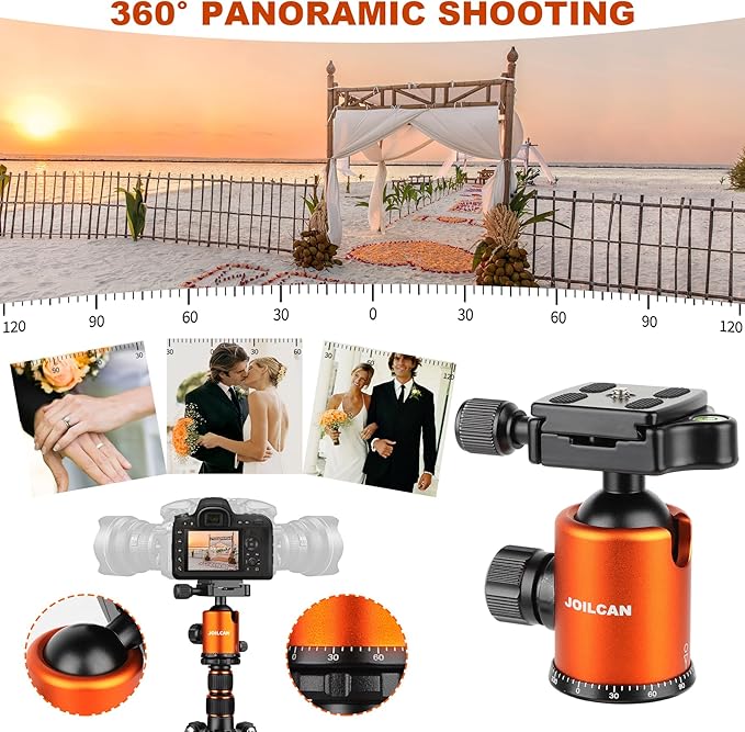 80/85 inches Heavy Duty Tripod for Camera Phone, 85" Camera Tripod Monopod | Tripod Stand for DSLR Binoculars Spotting Scope Camcorders Video, 360 Degree Ball Head, 35 lbs Loads - Image 6