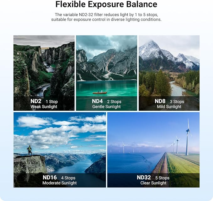 NEEWER CPL + Variable ND Filter Compatible with iPhone 17 Pro Only, Magnetic Adjustable Circular Polarizer Neutral Density (ND2-32) Photography Accessories with Adhesive Backplate, Silver, FH-15 - Image 3