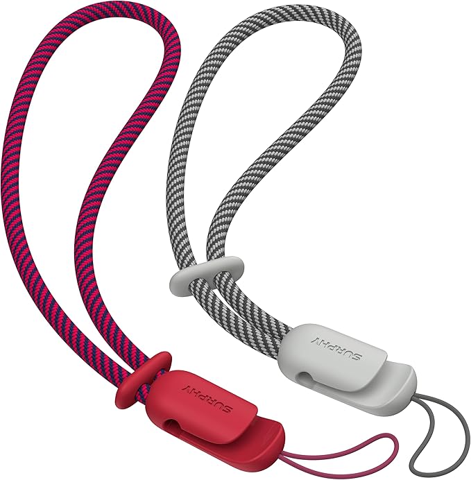 SURPHY 2 Pack Phone Lanyard, Phone Wrist Strap for Case, Camera Wrist Strap | Ultra-Light 2-Color Braided Phone Strap, Cellphone Charm Strap, Anti-Lost Wrist Lanyard for Women and Men, Red Gray by SURPHY