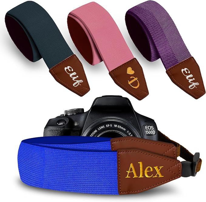Art Tribute Camera Strap Personalized With Name - Shoulder, Crossbody & Neck Camera Strap for Photographers, Fits All Cameras, Canon Nikon Sony Fujifilm, Padded Strap W/Quick Release & Leather Ends by ArtTribute