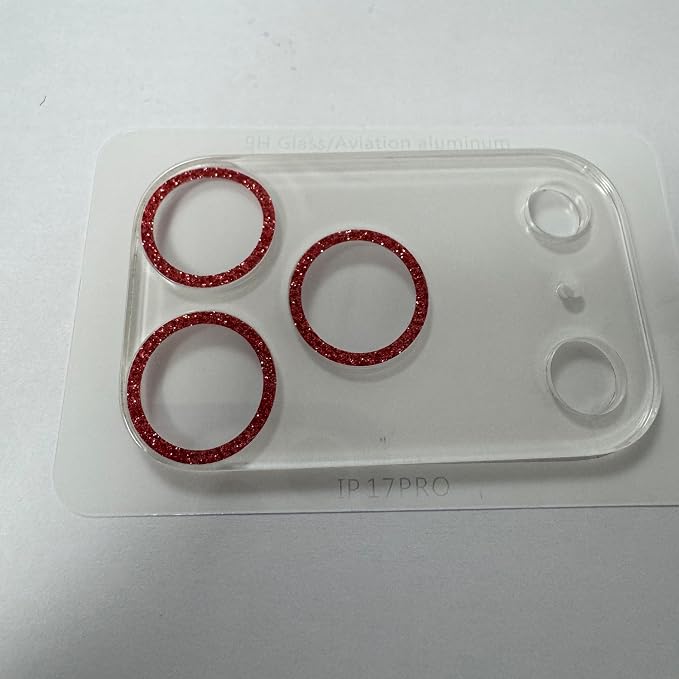 Dengduoduo 3 Pack Camera Lens Protector for iPhone 17 Pro, Tempered Glass, Ultra HD, 9H Hardness, Anti-Scratch, Case Friendly,[No Affect on Night Shots], Glitter Red - Image 3