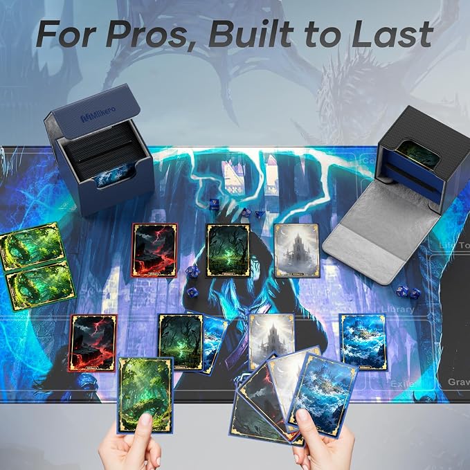 Mlikero 4 Pack Card Deck Box, Commander Deck Box Holds 400+ Double-Sleeved Cards with 4 Dividers, Leather Magnetic Closure Card Box Fit for MTG, TCG (4 Colors) - Image 6