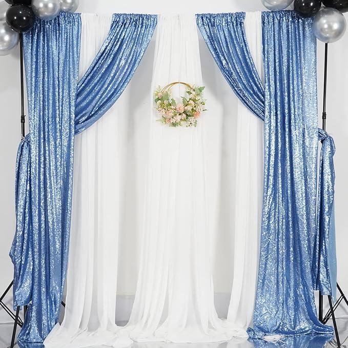 Poise3EHome Baby Blue Sequin Backdrop Curtain, 2 Panels 2Ft x 8Ft Glitter Photography Background for Party Baby Shower Wedding Birthday Christmas Thanksgiving Halloween Decoration - Image 9