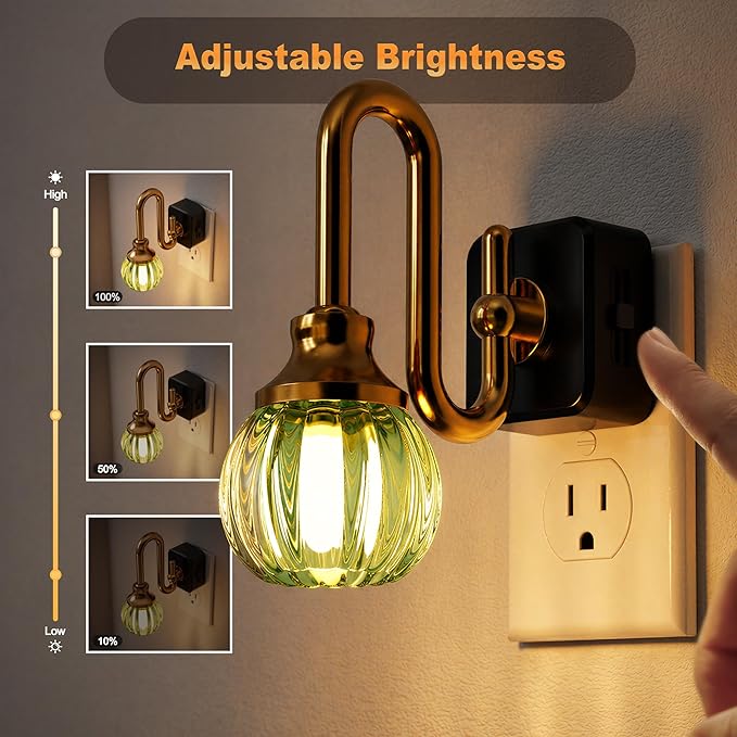 JandCase Night Light, Night Lights Plug into Wall Green Tulip 2 Pack | LED Nightlight, 0-100LM Dimmable Nightlights, Dusk to Dawn Sensor, 1W Vintage Nite Light for Bathroom Hallway Gift Decor - Image 2