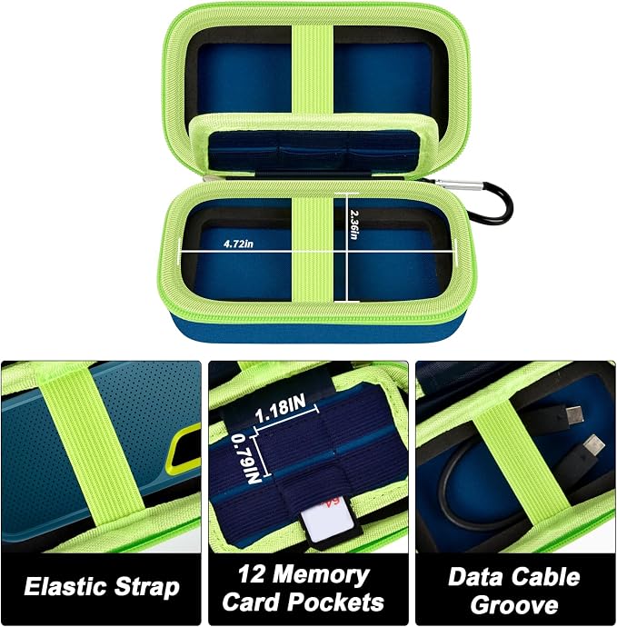 Comecase Dual SSD Case for SanDisk Extreme Portable SSD and Extreme PRO | Holds 2 Drives & 12 SD Cards, Elastic Strap Fit 500GB/1TB/2TB/4TB/8TB, Cable Groove & Carabiner for Travel, Monterey,Box Only - Image 3