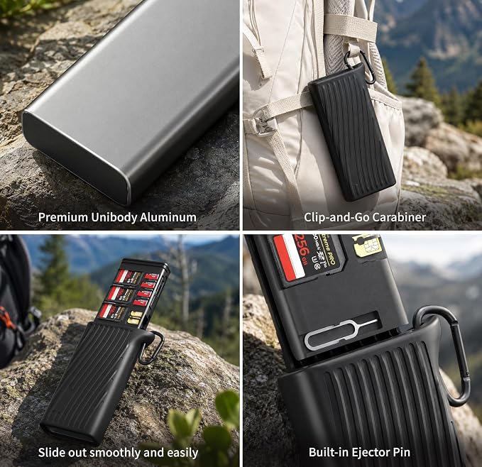 2-in-1 CFexpress Type B Card Reader & Memory Card Holder Case, 10Gbps USB-C 3.2 Gen 2 High-Speed Reader, 3-Slot Simultaneous Read for CFE-B/SD/MicroSD, Rugged Organizer for Photographers - Image 5