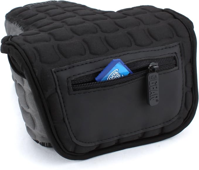 USA Gear Camera Sleeve (Medium) for Compact SLRs Compatible with Canon EOS R100 Nikon Z30 Sony ZV-E10, and more - Padded Neoprene DSLR Case with Zipper Accessory Pocket & Belt Loop (Deluxe Gray) - Image 3