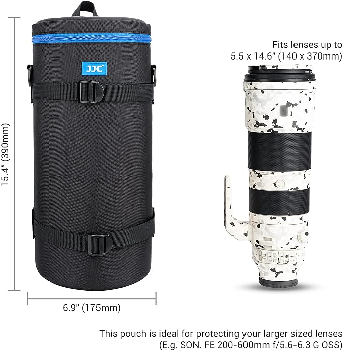 JJC Deluxe Lens Case Pouch Bag for Nikon Z 180-600mm Lens Below 5.5"x14.6" | for Canon RF 200-800mm f6.3-9 IS USM, Sony FE 200-600mm f5.6-6.3, Nikon Z 180-600mm f5.6-6.3 VR, Z 600mm f6.3 VR Lens & More - Image 3