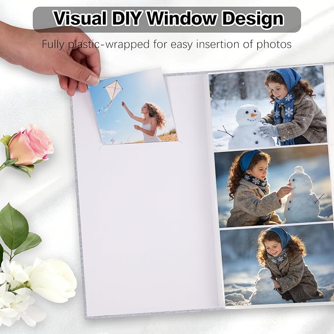 Aevdor 2 Pack 4x6 Photo Albums, Holds 600 Photos, Linen Cover, Grey | Linen Hardcover, Slip-In Pockets, Acid-Free & PVC-Free, Store Wedding Baby Vacation Memories - Image 5