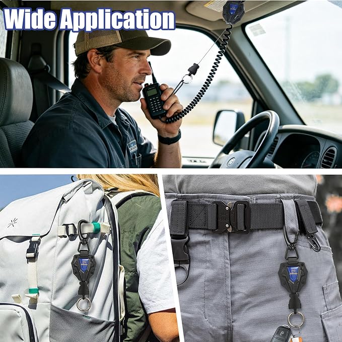 CB Mic Holder, Retractable CB Radio Microphone Hanger with 28" Stainless Steel Cord, Heavy-Duty Mic Tether with Adjustable Mount Kit & D-Ring with Screw, Perfect for Truck Drivers, Type-B - Image 7