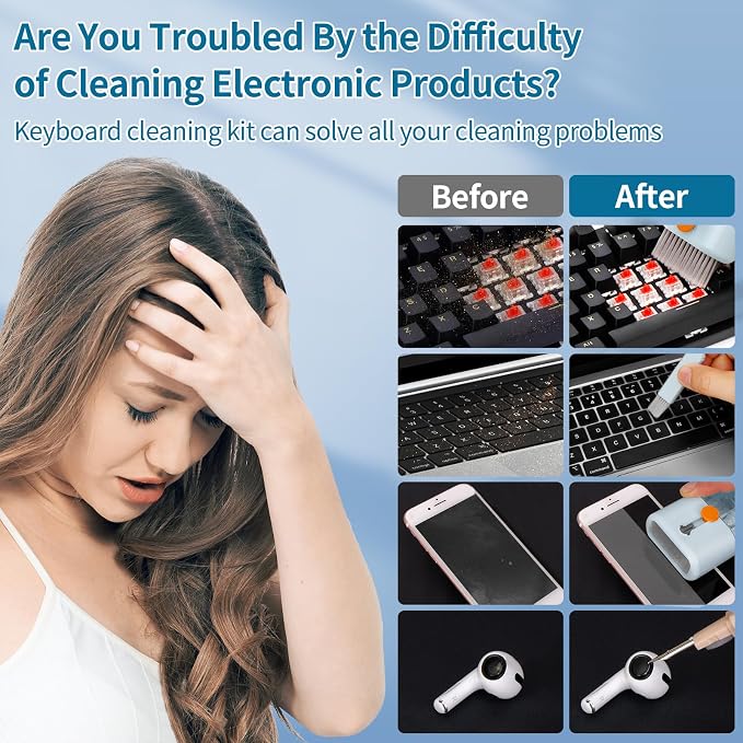 Keyboard Cleaner Laptop Cleaning Kit - 12 in 1 Computer Tech Cleaning Brush, Electronic Screen Cleaner with Multi-Function Cleaning Pen for MacBook, Tablet, iPhone, Earbuds, Camera, Lens | Includes Screen Spray, Microfiber Wipe, Tech Brush, Works on Ai... - Image 5
