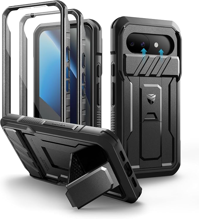 Dexnor for Google Pixel 10a Case with Slide Camera Cover & 2 Front Frames & Built-in Screen Protector & Kickstand, Full-Body Shockproof Protective Cover Heavy-Duty Rugged Bumper Cases,Black(2026) by Dexnor