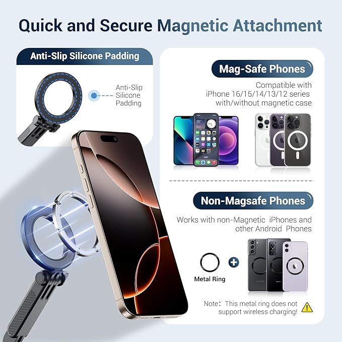 JJC Expansion Adapter & Magnetic Phone Holder for DJI Pocket 4/3 Xtra Muse | with Cold Shoe and Magsafe Bracket for iPhone 17 16 15 14, Osmo Pocket4 Pocket3 Phone Vlog Accessories on Tripod - Image 3