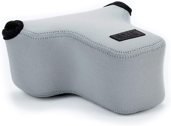 USA Gear Camera Sleeve (Medium) for Compact SLRs Compatible with Canon EOS R100 Nikon Z30 Sony ZV-E10, and more - Padded Neoprene DSLR Case with Zipper Accessory Pocket & Belt Loop (Gray) - Image 2