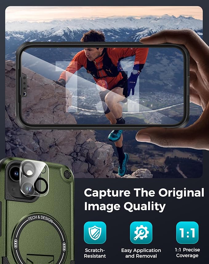 Goton 3 in 1 for iPhone 14 Case with Privacy Screen Protector Green | Glass Camera Lens Protector,Compatible for MagSafe,Invisible Kickstand, Shockproof Phone Cover for iPhone14 - Image 7