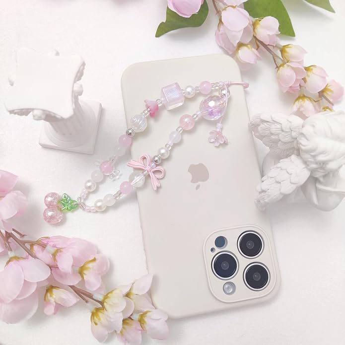 cioatu Phone Charms Cute Cherry Butterfly Cell Phone Lanyard Strap Wrist Strap for Bag Airpods Camera Pendants Decor - Image 6