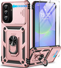 Taisairu for Samsung Galaxy A37 Case/A36 Case with Screen Protector & Slide Camera Lens Cover, Built-in Ring Stand Shockproof Protective Case for Samsung A37 5G Case/Samsung A36 5G Case (Rose Gold) by Taisairu