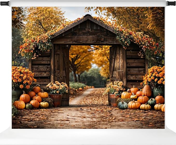 Kate Fall Backdrop Pumpkin Autumn Photography Backdrops Vintage Farmhouse Maple Scene Harvest Photo Background, 10x8ft by KateBackdropforPhotography