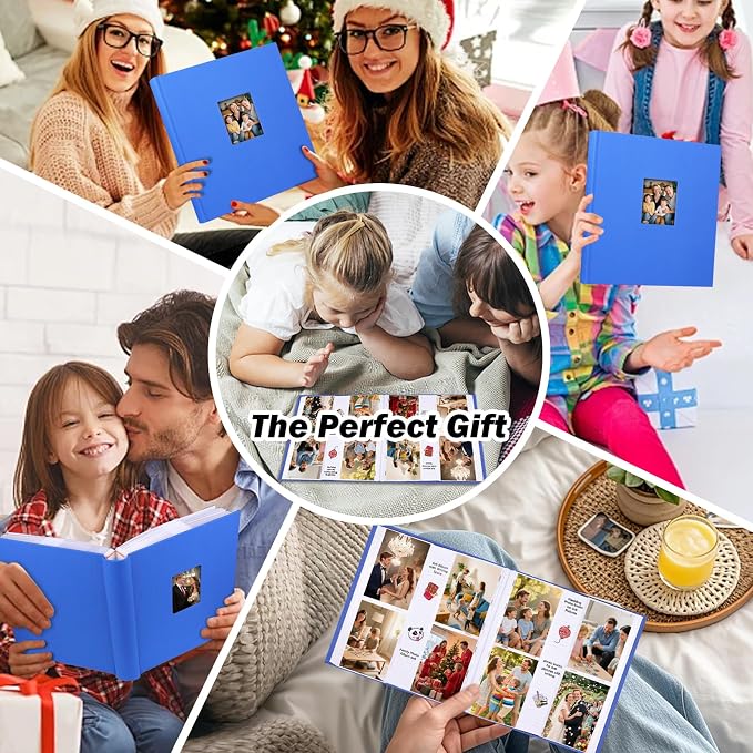 Photo Album 4x6 Vertical 600 Photos with Writing Space, Blue | Linen Cover, Acid-Free Pages, Clear PP Pockets, Memo Writing Space, Front Display Window, Family, Wedding & Travel Memories - Image 8