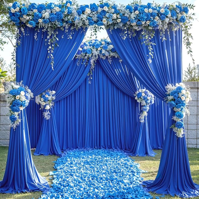6 Panels Royal Blue Backdrop Curtains for Wedding Party Wrinkle Free Backdrops Curtain Drapes Fabric Decorations Photo Back Drop Cloth for Baby Shower Photography Stage Reception 30ft(W) x 12ft(H) - Image 8