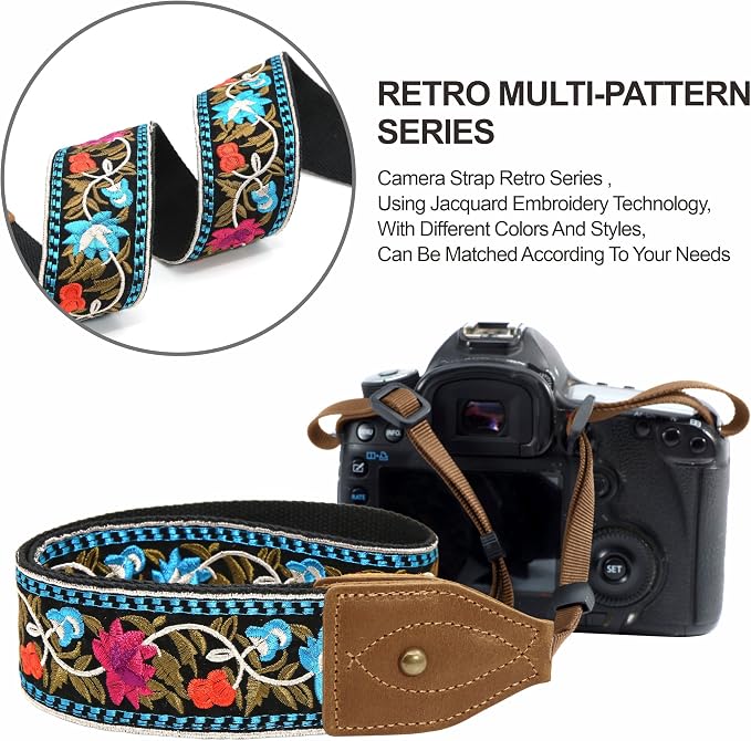 Padwa Lifestyle 2" Wide Classic Crazy Horse Art Cowhide Head Cotton Camera Straps for Photographers - Image 5