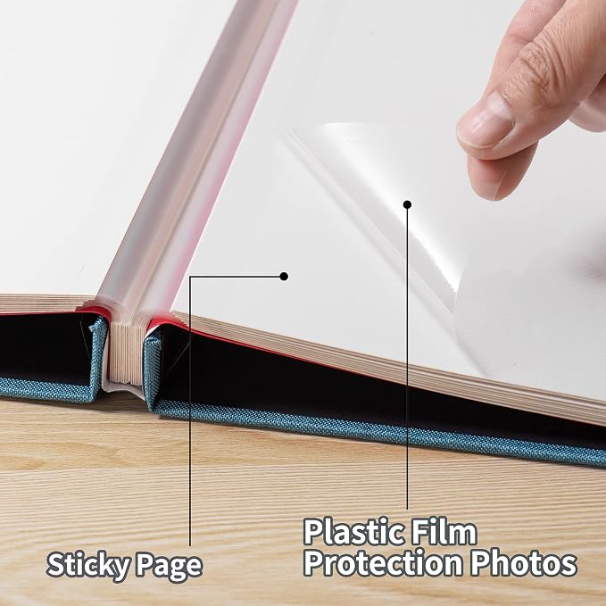 Large Photo Album Self Adhesive 4x6 8x10 10x12 13"x12.8" Magnetic Scrapbook Album 12.6"x11" Inch 40 Pages Linen Cover DIY Photo Album with A Metallic Pen and DIY Stickers(Sky Blue) - Image 3