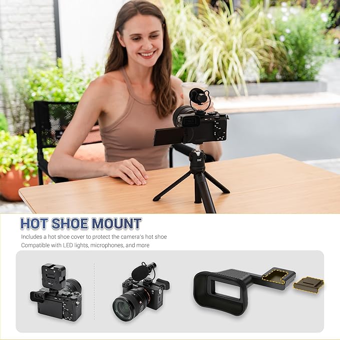 Upgraded A7C II A7CR Eyecup Eye Cup with Hot Shoe Cover, Soft Silicon Extended Viewfinder Eyepiece for Sony Alpha 7CII 7C R 7C II (Not Fits A7C) with Built-in Cold Shoe Mount for LED lights Microphone - Image 2