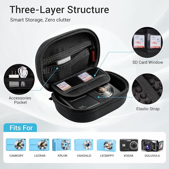 CoBak Carrying & Protective Case for Digital Camera,CAMKORY/Lecran/Duluvulu | for KODAK FZ55,FZ245,PIXPRO C1,WPZ2/Canon PowerShot ELPH 360/Sony DSCW800,DSCW830/Krlun/Lecnippy/Nsoela/VAHOIALD FHD 1080P - Image 3