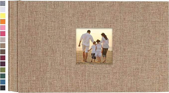 potricher Photo Album 4x6 Pictures, 100 Pockets, Linen Cover, Khaki | Linen Cover, Front Window, Large Capacity 4x6 Picture Albums, Photo Book for Family, Wedding, Anniversary, Baby, Keepsake by potricher
