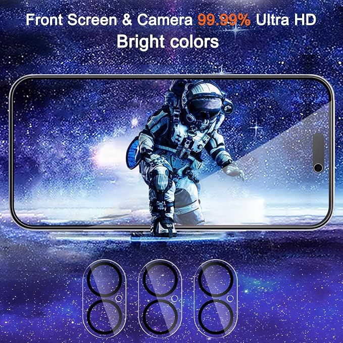 Ferilinso 3 Pack Privacy Screen Protector for iPhone 16, Tempered Glass | 9H+ Hardness, Military-Grade Shatterproof, Case Friendly, Easy Installation Bubble Free, with Camera Lens Protectors - Image 5