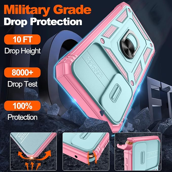 Gritup for Motorola Moto G Stylus 5G 2024 Case: G Stylus 2024 Case with Screen Protector*2 [Magnetic Stand] [Slide Camera Cover] Shock Proof Military-Grade para G Stylus-5G-2024 Green+Pink - Image 5