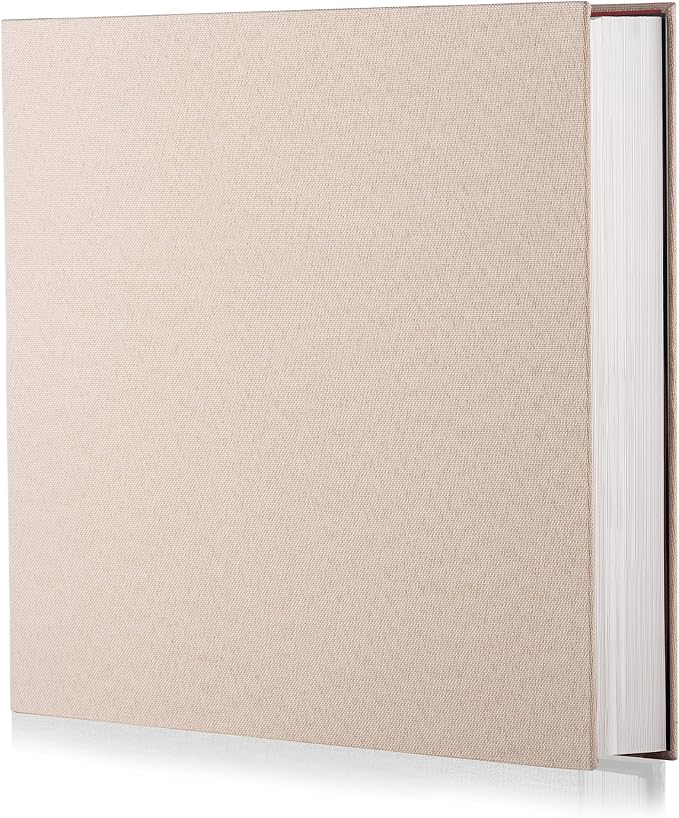 Photo Album Self Adhesive Scrapbook Album for 4×6 Pictures DIY Magnetic Linen Cover Album 30 Blank Pages for Family Wedding, Birthday, Christmas, Anniversary (Light Beige) by HenPisen