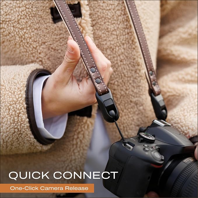 Slim Leather Camera Strap with Quick Release, Neck, Shoulder Strap - Image 2