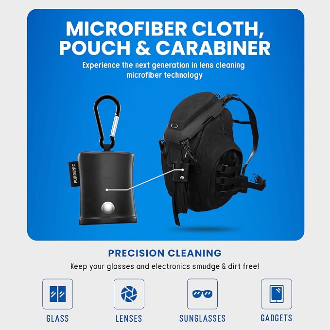 Microfiber Cloth & Glasses Wipes (3 Pack) Lens & Glasses Cleaning Cloth - Eyeglass Cleaner - Camera Lenses & Gadget Delicate Screens - Black - Image 3