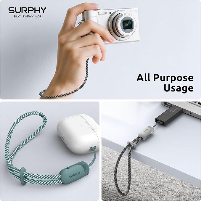 SURPHY 3 Pack Phone Wrist Strap, Phone Lanyard with Cellphone Tether Tab | Phone Strap Charm, Camera Wrist Strap with 2-Color Braided, Phone Wristlet, Wrist Lanyard for Case - Image 5
