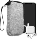 kwmobile Universal Phone Pouch Size L - 6.5" - Neoprene Smartphone Pouch with Zip - Water-Repellent Mobile Phone Case - Sleeve in Light Grey Matte/White by kwmobile